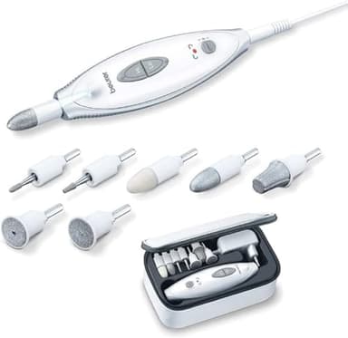 Beurer MP 41 - Fresa elettrica per Unghie con 7 Accessori Professionali per Manicure e Pedicure in zaffiro e feltro per accorciare, limare, modellare e curare unghie e cuticole, 4,600 giri/min