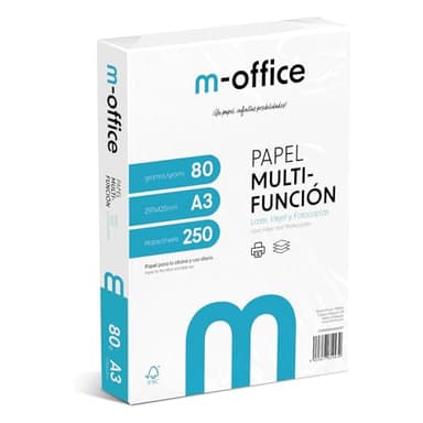 Confezione di fogli A3 80 g, confezione da 250 fogli, carta multifunzione per stampante inkjet e laser, fogli A3 297 x 420 mm, ideali per l'ufficio e la casa · m-office (250 fogli)