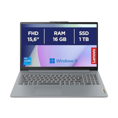 Lenovo IdeaPad Slim 3 Notebook 15,6” FHD (1920x1080), Intel Core i5-12450H, RAM 16GB, 1TB SSD, Grafica Integrata, , WiFi 6, Windows 11 - Arctic Grey, Esclusiva Amazon