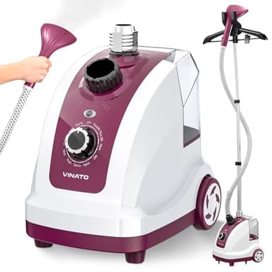 VINATO Stiratrice Verticale, Ferro da Stiro Verticale a Vapore con Serbatoio Dell'acqua, 11 Funzioni di Vapore Stiratore Verticale, Spazzola a Vapore per Tutti i Tipi di Tessuti - 1950W