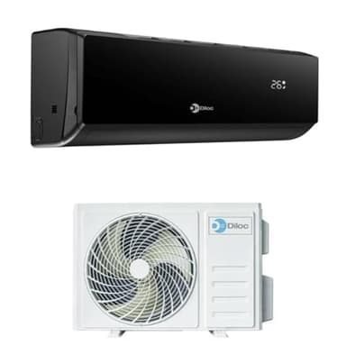 Climatizzatore Condizionatore Diloc Over Black 12000 BTU inverter monosplit Nero in R32 D.OVER12WB in A+++ (A++/A+) Wifi integrato in Pompa di Calore