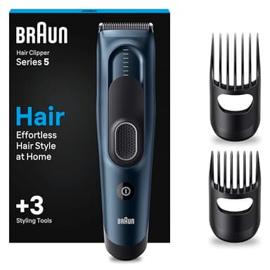 Braun Series 5 TAGLIACAPELLI UOMO, Con 17 Impostazioni Di Lunghezza, Sistema Di Memoria Safetylock, lame Ultra Affilate, 2 Pettini, Batteria Ni-Mh 50 Minuti Di Autonomia, Idea Regalo, HC5350