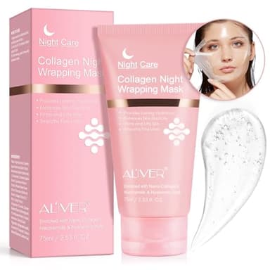 Collagen Night Wrapping Mask, Maschera Collagene Viso, Maschera Al Collagene Viso Coreana Maschera Viso Peel Off Levigare E Rassodare La Pelle Durante La Notte Maschera Coreana Skincare Maschera, 75ml
