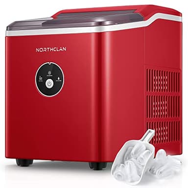 Macchina Ghiaccio 14KG in 24h, Pronto in 6-8 Minuti, Macchina del Ghiaccio Casa 2L, Macchina per il Ghiaccio Professionale Silenzioso Compatto Senza Impianto Idraulico, NORTHCLAN (Rosso)