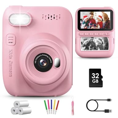 GREENKINDER Macchina Fotografica Bambini Istantanea, 3,0 Pollici 14MP Fotocamera Istantanea Bambini con 32GB Scheda, 1080P Fotocamera Digital per Bambini, Giocattolo Regalo per Bambino da 3-12 Anni