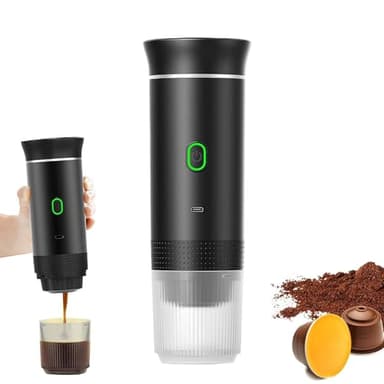 BOWTONG Macchina per caffè espresso portatile, macchina da caffè espresso 3 in 1, macchina da caffè portatile ricaricabile, macchina da caffè riscaldata, macchina da caffè multi-capsula per campeggio,