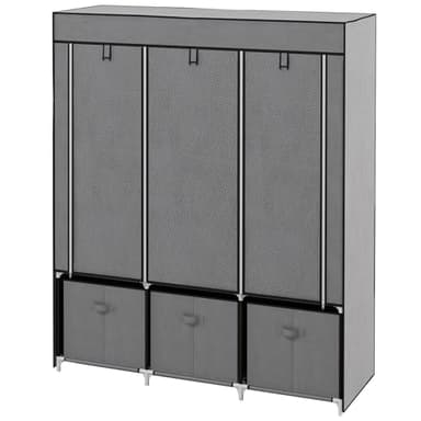 HOMCOM Armadio Camera da Letto in Tessuto Salvaspazio con Ante Avvolgibili con Zip, Guardaroba Pieghevole con Ripiani e Cassetti, 125x43x162.5cm, Grigio Scuro