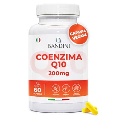 Bandini® Coenzima Q10 200mg, 60 Capsule Vegane (Per 2 mesi) 1 Capsula al Giorno, Ubiquinone Puro 100% Coq10 200mg Fermentato Naturalmente, Alto Dosaggio, Co Q 10 ad Alta Biodisponibilità senza OGM