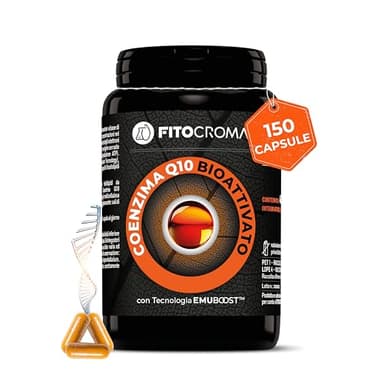 FITOCROMA® Coenzima Q10 - con Tecnologia EMUBOOST™ - (Coq10 da fermentazione naturale) - innovativa tecnologia ad elevato assorbimento - Q10+Emuboost 300mg, Q10 Coenzima