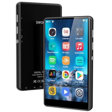 Lettore musicale da 80GB,lettore MP3 e MP4 con Bluetoothe WiFi con touchscreen IPS da 4pollici, lettore audio digitale, lettore Spotify M503 Pro con Amazon Music, Audible, Browser cromato (Nero)