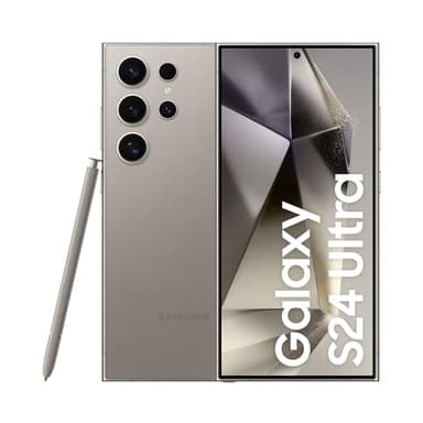 Smartphone Samsung Galaxy S24 Ultra AI, telefono cellulare Android senza contratto, 12 GB RAM/512 GB, fotocamera da 200 MP, penna S, batteria a lunga durata, grigio titanio, versione DE