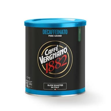 Caffè Vergnano 1882 Caffè Macinato Decaffeinato, Per macchina caffè espresso, 250 gr, 1 pezzo