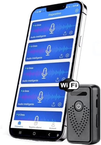 Registratore Vocale Digitale Professionale con Controllo Remoto via Wi-Fi e Trasferimento File a Distanza su smartphone (King Spy Guard F1)