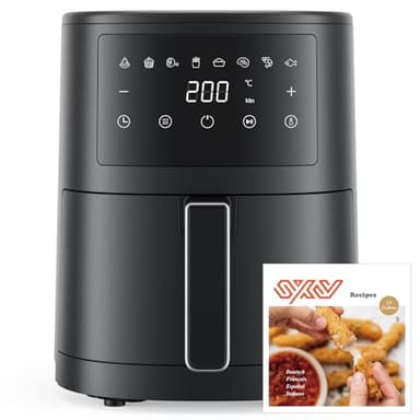 Innsky Friggitrice ad Aria Calda 3,5 Litri, 1500W Air Fryer Compatta e Digitale, Friggitrice Senza Olio con LED Touch Screen, 8 Programmi, per 1-3 Persone, Basso Rumore, Ricette Italiane, Color Nero