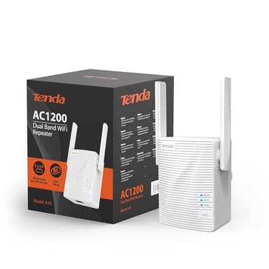 Tenda A18 Ripetitore Wifi Wireless,Velocità Dual Band AC1200 1200Mbps, Wifi Extender e Access Point, Porta LAN, Porta Fast Ethernet, Doppia Antenne
