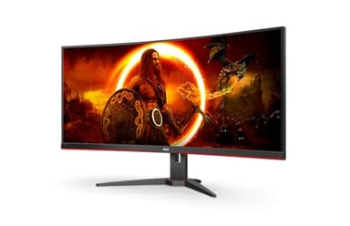 AOC Gaming CU34G2XE - WQHD Curved Monitor da 34 pollici, 144 Hz, FreeSync Prem., HDR10 (3440x1440, 1 ms MPRT, HDMI, DisplayPort) nero-rosso