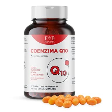 FB PHARMA - Q10 COENZIMA -180 perle in soft gel di Q10 ubichinone - aiuto per la circolazione di gambe, pelle - energia e stanchezza - Formula studiata in Italia