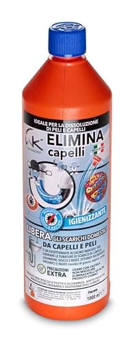 WK Elimina Capelli: Dissoturante Alcalino per Scarichi | 1 Litro | Made in Italy | Elimina Pellicola Organica e Capelli dagli Scarichi