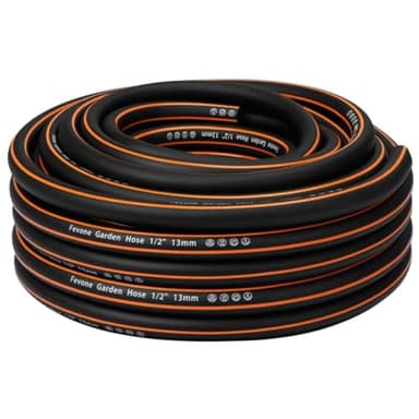 Fevone Tubo acqua giardino 20 metri, tubo da giardino da 4 strati, Φ13 mm（1/2 Pollice）, 25 bar, adattatore per rubinetto da giardino, Ant Kink indeformabile, robusto, flessibile, Nero/Arancione
