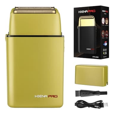HIENA PRO Rasoio da uomo, a macchina zero, rasoio da viaggio, da uomo, epilatore da uomo, parrucchiere, rasoio da uomo, rasoio elettrico, rimovibile e lavabile, USB, giallo