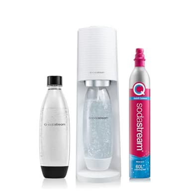 SodaStream Gasatore Terra White con 1 bottiglia fuse lavabile in lavastoviglie da 1L e 1 cilindro di nuova generazione Quick Connect per gasare fino a 60L