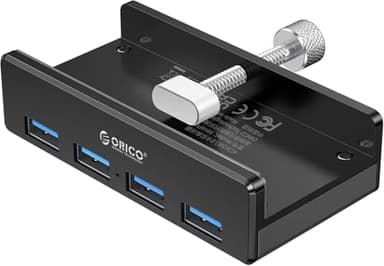 ORICO Hub USB 3.0 a 4 Porte, Hub Dati 5 Gbps SuperSpeed in Alluminio con Porta, cavo lungo 150 cm, di Alimentazione Aggiuntiva per Computer Desktop, MacBook, MacBook Air/Pro/Mini - Nero