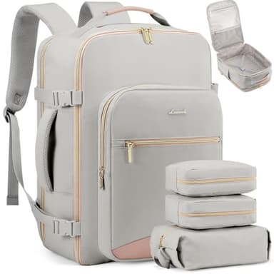 LOVEVOOK Zaino da Viaggio Aereo Bagaglio a Mano, Impermeabile Zaini Trolley Bagaglio Donna 40x30x20cm Cabin Max per Ryanair Easyjet, Valigia Borsa a Zainetto Grigio