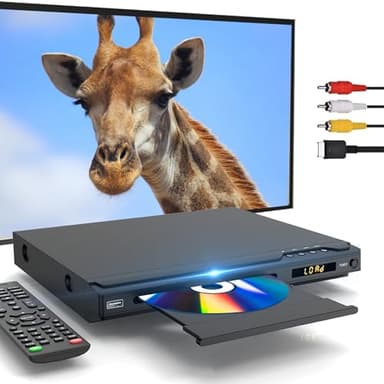 Lettore DVD per TV, Lettori DVD HDMI con supporto PAL/NTSC, Lettore CD senza regione con porte Karaoke, Ingresso USB, Cavi HDMI e AV