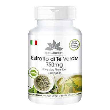 Estratto di tè verde - 750mg - altamente dosato - vegan - 100 capsule - con 50% di EGCG | HERBADIREKT by Warnke Vitalstoffe - Qualità da farmacia tedesca