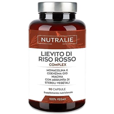 Riso Rosso Fermentato |PREMIUM| Colesterolo Integratori con 2,9 mg Monacolina K + 30 mg Q10 - Red Yeast Rice Alto Dosaggio - Lievito di Riso Rosso Fermentato - 90 Capsule Nutralie