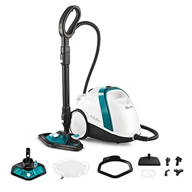 Polti Vaporetto Smart 100 T, Pulitore a Vapore con Caldaia ad Alta Pressione 4 Bar, Potenza Max 1500 W, Autonomia Illimitata e Ricarica Continua, 9 Accessori Inclusi, Bianco e Turchese