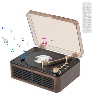 KOVCDVI Lettore CD Bluetooth retrò Lettore CD con altoparlanti Lettori CD Supporto Riproduzione USB e AUX con telecomando Copertura antipolvere