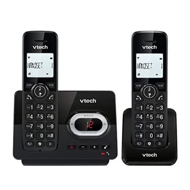 VTech CS2051 Duo Telefono Cordless, 2 Portatili + Segreteria, Modalità ECO+ DECT Telefono fisso Blocco Delle Chiamate Vivavoce Alta Qualità Tasti grandi, Nero
