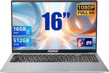 ACEMAGIC PC Portatile, con In-tel N97 [NON Celeron] Laptop (Fino a 3,6Ghz) 16GB DDR4 512GB SSD Notebook Computer Portatile 1920 * 1200P UHD Tipo C, USB 3.2,WIFI, BT - 16‘’ Laptop(Versione 2.0)