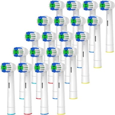 Genkent Testine Compatibile con Braun Oral b Spazzolino Elettrico, 20 Testina di Ricambio adatto a Pro/Advance Power/Smart/Vitality/Genius Series