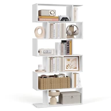 VASAGLE Scaffale a 6 Ripiani, Libreria, Divisorio per Stanza, Organizzatore Autoportante a Cubi, Stile Moderno, per Soggiorno, Camera da Letto, Ufficio, Bianco LBC61WT
