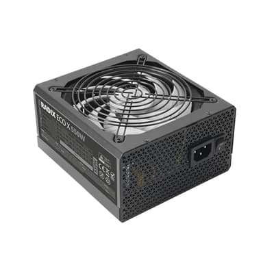 Tacens RADIX ECO X 550, Alimentatore PC ATX 550W, Garanzia 6 Anni, Efficienza 87%, Tecnologie SMD e DC-DC, Ventola Ultra-Silenziosa AI-RPM da 140mm FDB, Cavi Piatta Extra-Lunghi, Nero