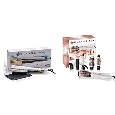 Bellissima Imetec Steam Elixir, Piastra a Vapore, Capelli lisci in Una Sola Passata Senza Danni & Imetec GH18 1100 Modellatore ad Aria, Rivestimento spazzole in Ceramica