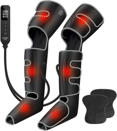 FIT KING Massaggiatore per gambe con calore, Pressoterapia Linfodrenaggio per Casa Massaggiatori per gambe per dolore e circolazione Stivali a compressione per edemi, relax e recupero veloce