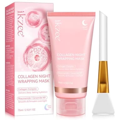 Maschera Collagene viso, Collagen Night Wrapping Mask, Maschera al Collagene Coreana, Cura dell'elasticità e dell'idratazione, riduce cedimenti e opacità, 75ml/2.53 fl.oz