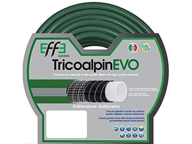 Tubo da Giardino antitorsione professionale 1/2 pollici, mt 25, 5 strati, per Irrigazione, Made in Italy