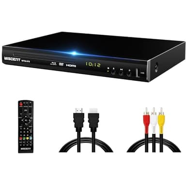 Lettore Blu-Ray per TV, WISCENT Lettore DVD con Coassiale/HDMI/AV, ingresso USB, tutti i DVD e la regione B/2 Blue Ray Discs, Lettore Bluray Compatto Full HD 1080p (WTB-978B)