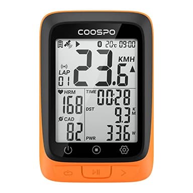 COOSPO BC107 Ciclocomputer GPS Senza Fili, Calibrazione Automatica del Tempo di Acquisizione del Segnale, Impermeabile IP67 | Bluetooth ANT+| 2,4 Pollici Retroilluminazione Automatica, Arancione