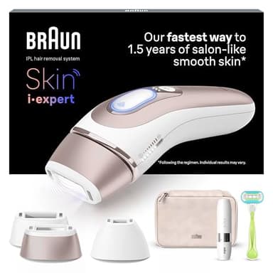Braun Skin I·Expert Epilatore LUCE PULSATA Smart, Epilazione A Casa Tua, Alternativa Al laser, Con App Gratuita, Include Custodia, Rasoio Venus, Mini Depilatore Viso, PL7249
