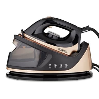 Tower T22023GLD Ferro da Stiro a Vapore con Caldaia CeraGlide con Pulsante per Colpo di Vapore, 3 Impostazioni di Temperatura, 1,2 L, 2700 W, Champagne e Nero