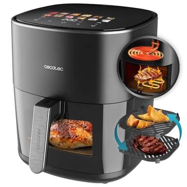 Cecotec Friggitrice ad Aria 6.5 Litri - Air Fryer Cecofry&Grill Duoheat 6500. 2200W, Dietetica e Digitale, Finestra, Piastra, Grill, Doppia Resistenza, Temperatura Regolabile 40-200°C, 12 Menu