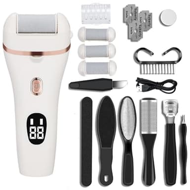 Pedicure Elettrico Professionale Piedi, Pedicure Set Cura del Piede con 2 Velocità, 3 Rulli, Illuminazione, IPX7 Impermeabile Set Pedicure Calli Piedi Rimozione con Display a LED