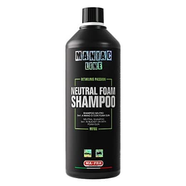 Ma-Fra, Maniac Car Detailing Line, Neutral Foam Shampoo, Shampoo Auto Neutro 2in1 Concentrato, per un Lavaggio Auto a Mano con Tecnica 2 Secchi o Prelavaggio Auto con Foam Gun, Formato da 1000ml