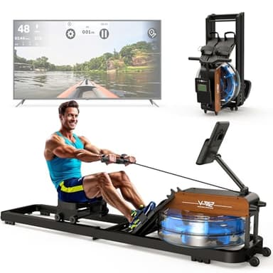 ORISYN Vogatore Pieghevole per Casa, Vogatore Professionale Bluetooth ad Acqua con Supporto per Tablet Regolabile, Capacità di Carico di 160 kg, 2 anni di garanzia