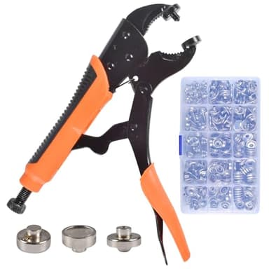 Set di bottoni automatici professionali con pinza, robusto strumento a pressione con pinza, attrezzo regolabile con 60 set, 15 mm, bottoni automatici sicuri per copertura barca, strumento a pressione